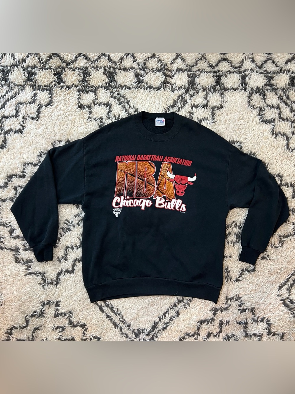 Vintage 1990 Chicago Bulls Sweatshirt Jordan NBA Rare Chalk Line Crewneck XXL
